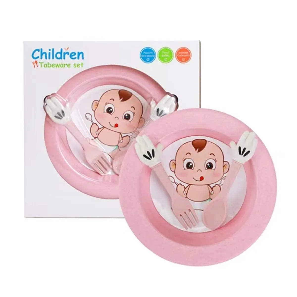 TOO KT-126 vegyes színekben búzaszalma műanyag Gyermek tányér készlet, 18.7×3.5cm #2