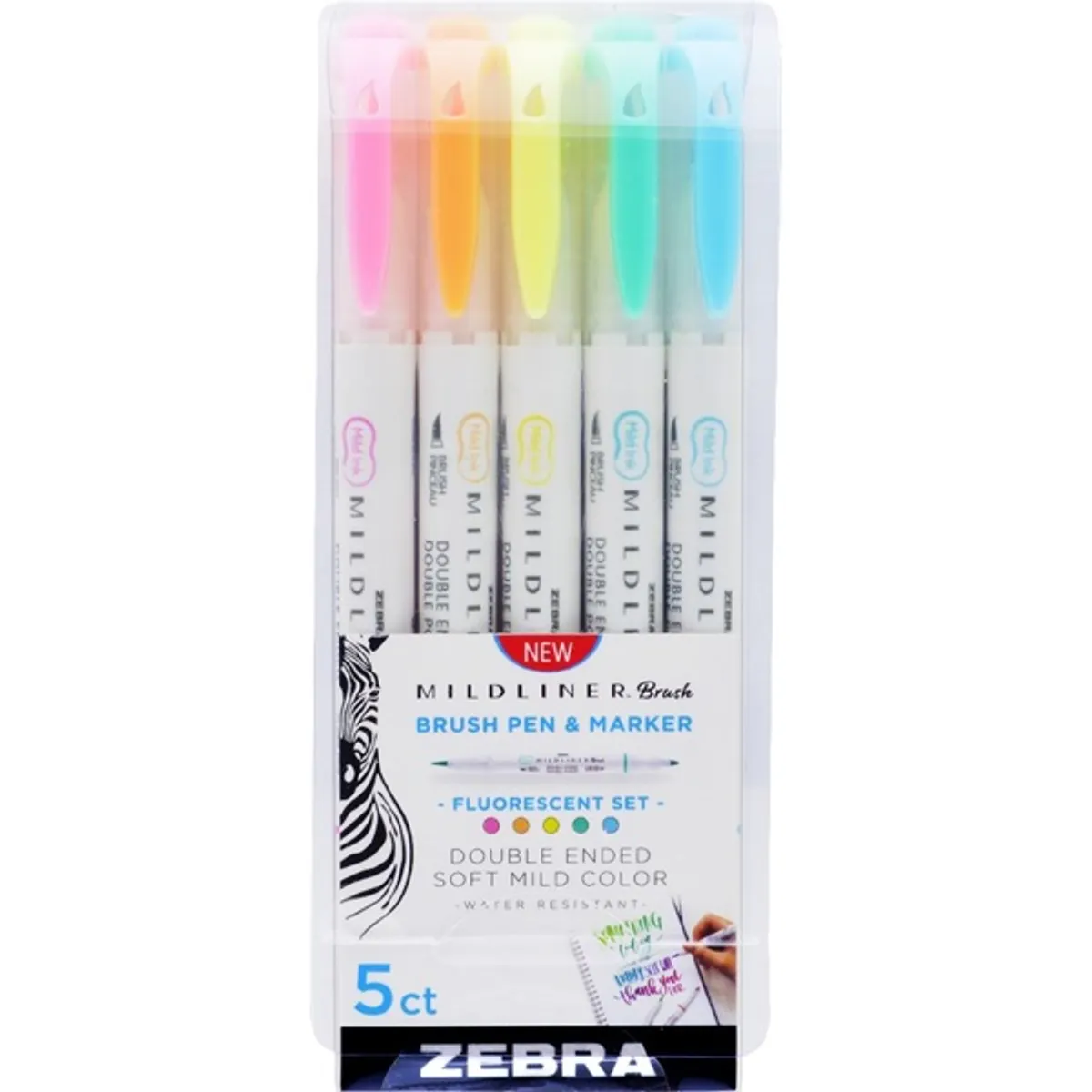 Zebra Mildliner Brush Fluorescent 5db-os kettős végű ecset marker #1
