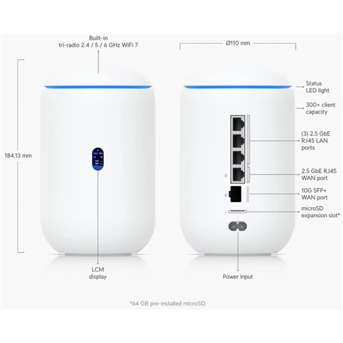 Ubiquiti UDR7 UniFi Dream Router 7 WiFi 7 Tri-band (Access Point, Switch, Tűzfal, Controller) hálózati eszköz #4