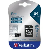 Verbatim 47042 SDXC 64GB Pro U3 Class 10 micro memóriakártya + adapter #2