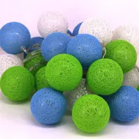 Iris Gömb alakú 6cm/színes fonott/4,5m/zöld-kék-fehér/30db LED-es/USB-s fényfüzér, fénydekoráció #2