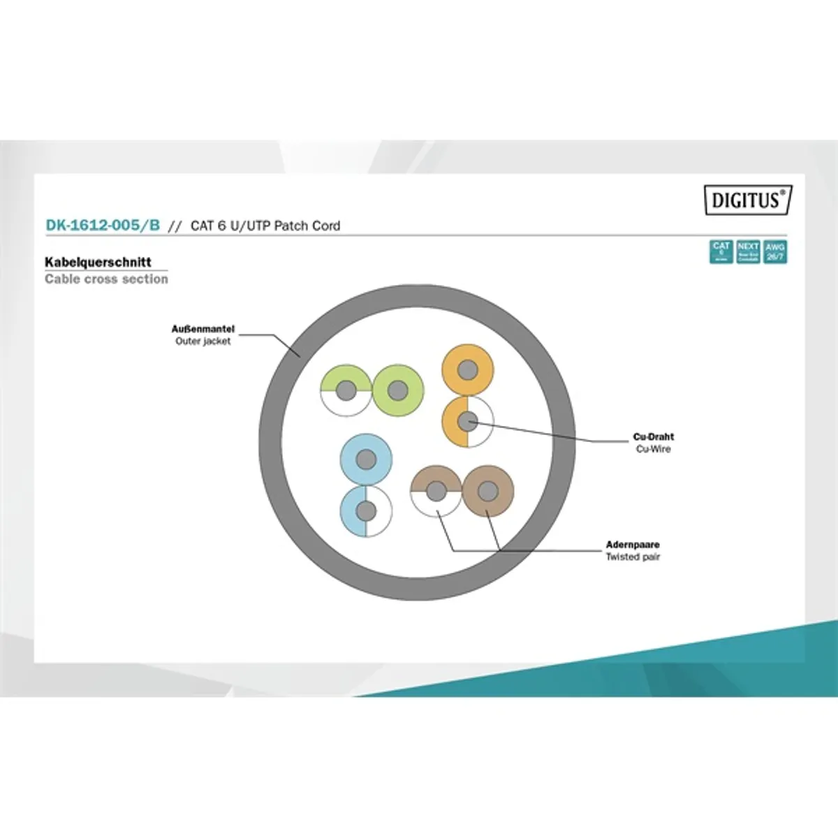 DIGITUS Cat.6 U/UTP PVC 0,5m kék patch kábel #2