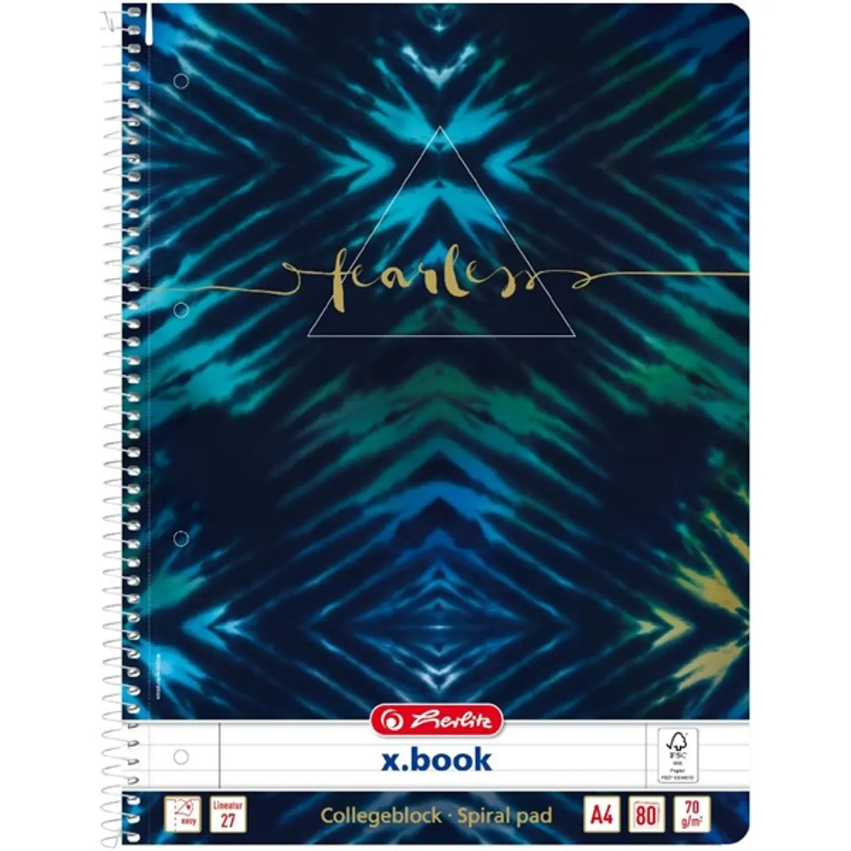 Herlitz Batik Fearless A4 80lapos perforált vonalas spirálfüzet #1