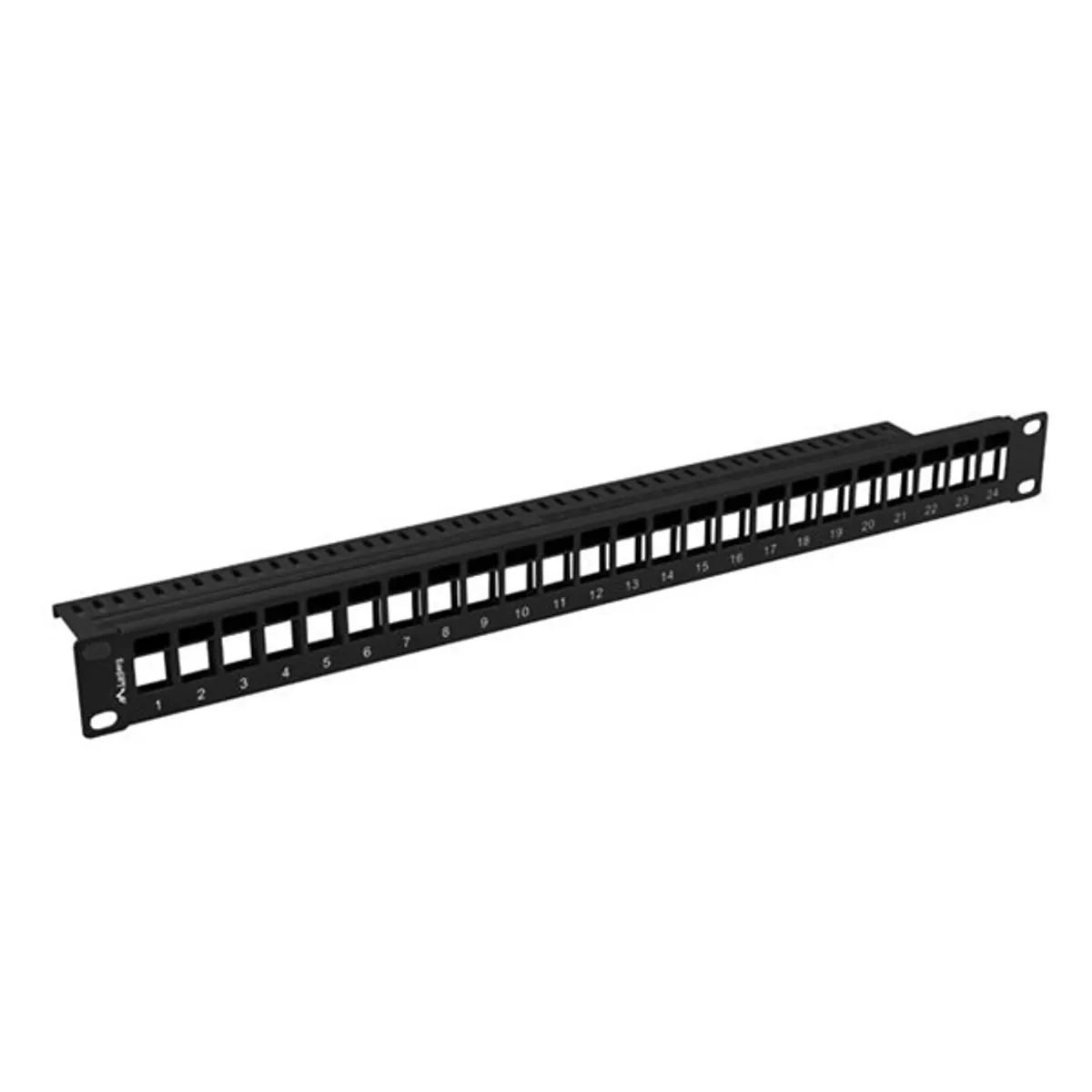 Lanberg PPKS-1024-B 19" 1U üres fekete patch panel 24 db Keystone jack fogadására, kábeltartóval #2