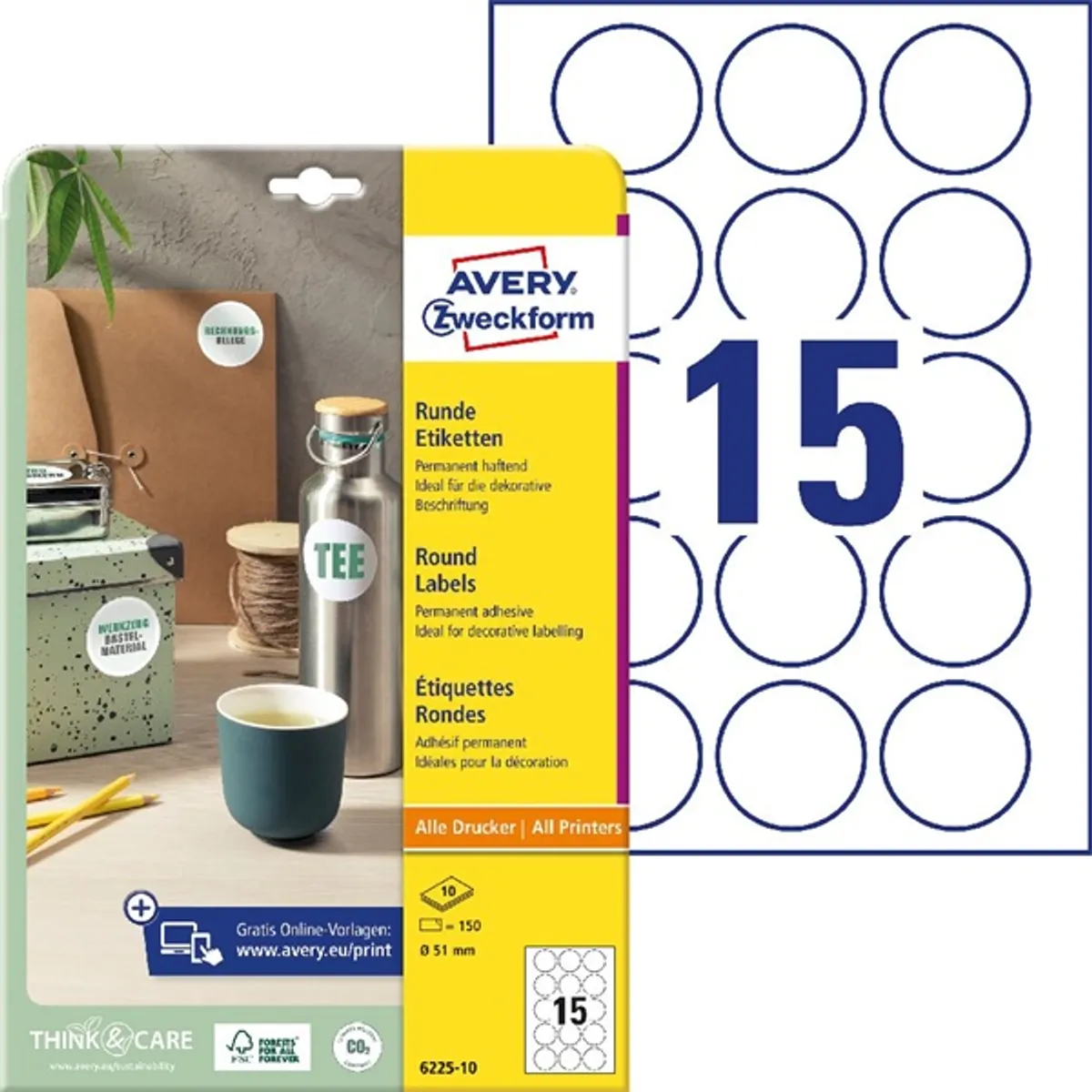 Avery 6225-10 51mm 10 ív univerzális fehér köretikett #1