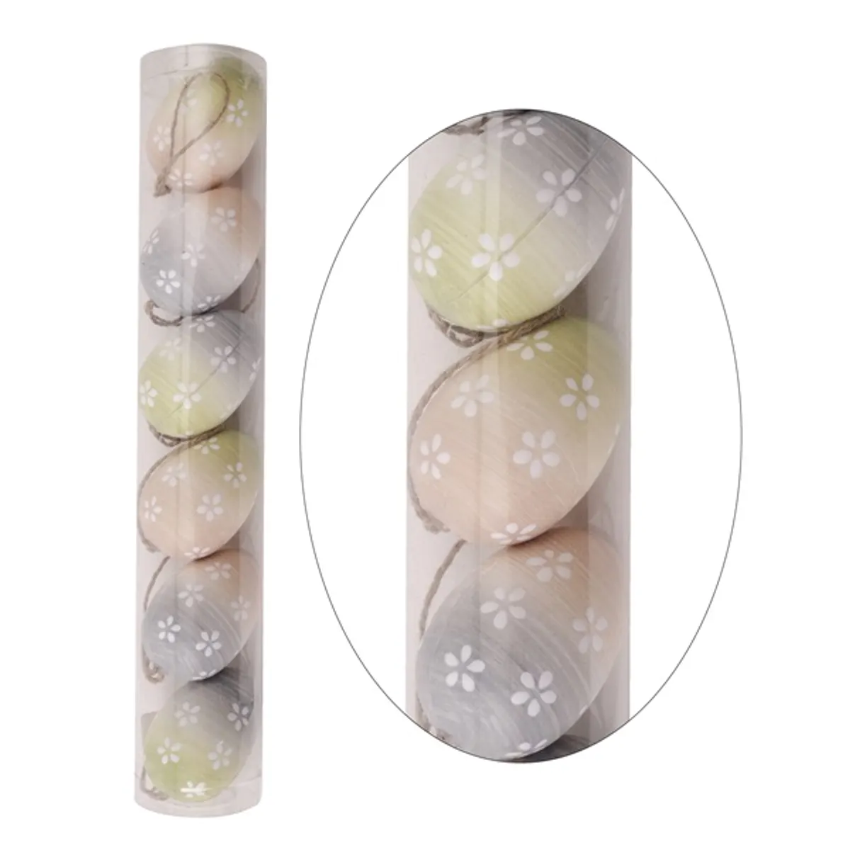 IRIS dekor műanyag tojás x6 virágos színátmenetes 4x6cm #1