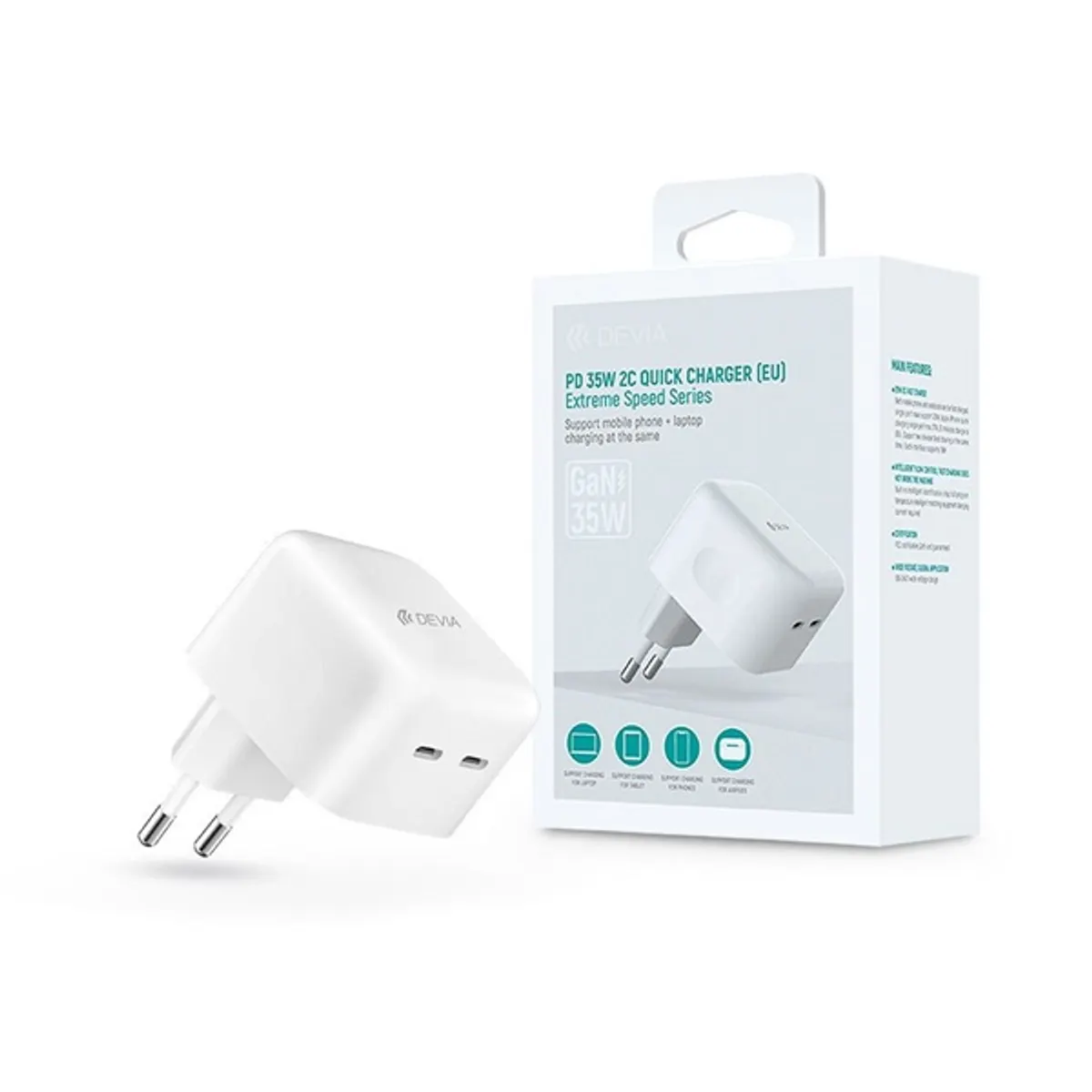 Devia ST366086 GaN 35W 2xType-C hálózati töltő adapter #1