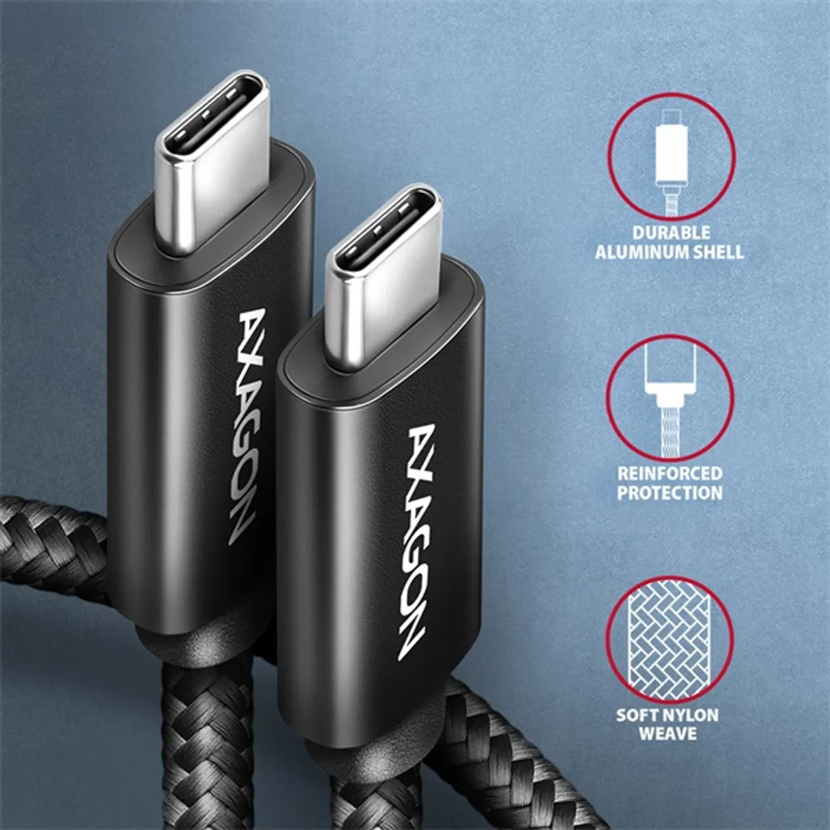 Axagon BUCM2-CM15AB 1,5m USB C fekete adat- és töltőkábel #3