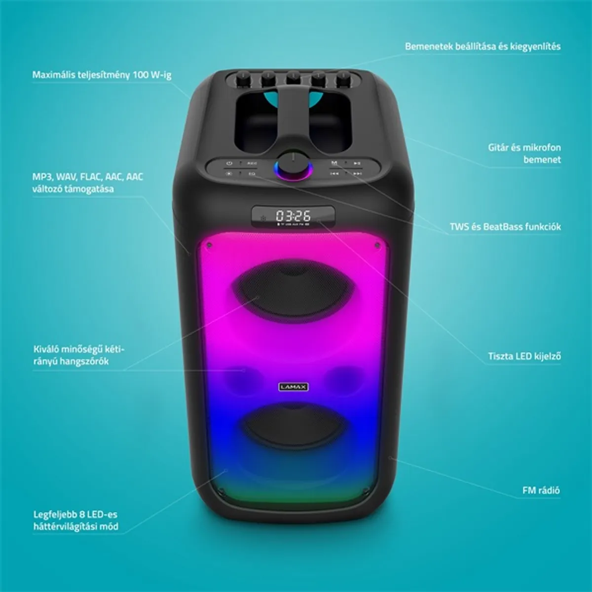 LAMAX PartyKing1 Plus 100W Party hangfal #5