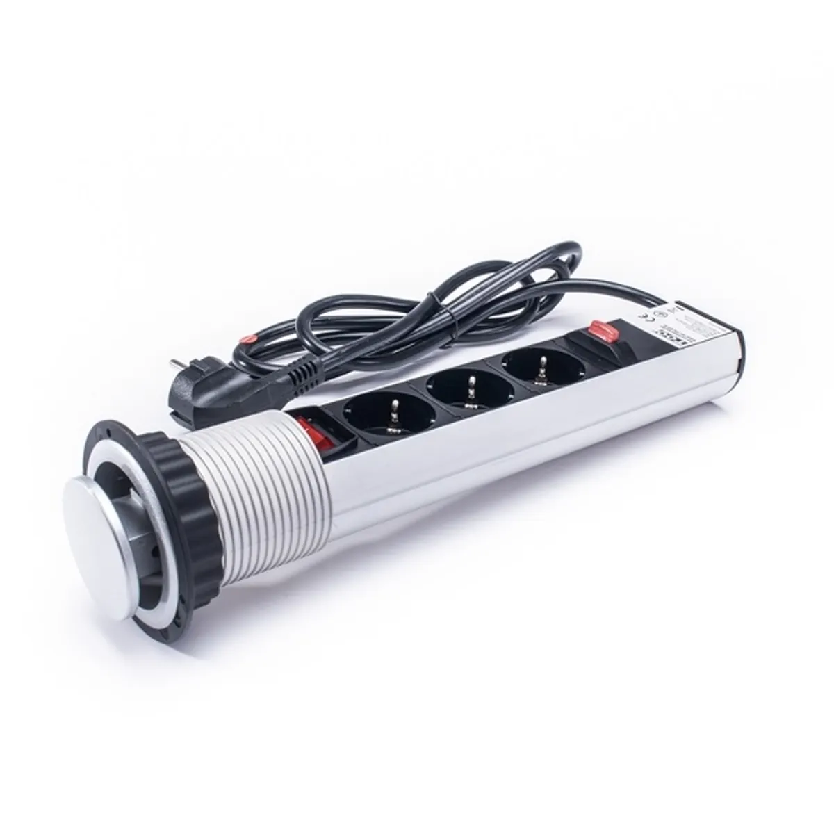 TOO PPS-303-3S IP20, 3x 2P+F, áramtalanító kapcsolóval, ezüst asztalba süllyeszthető elosztó #3