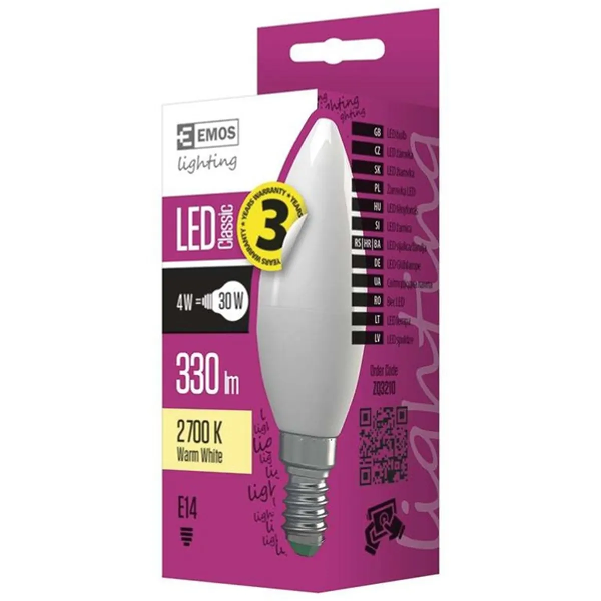 Emos ZQ3210 CLASSIC E14 4W 330 lumen meleg fehér LED gyertya izzó #2
