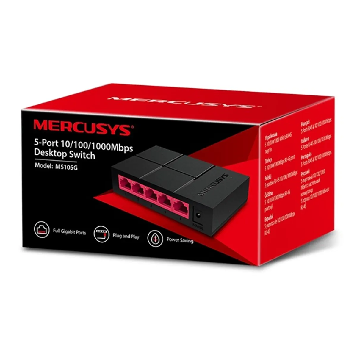 Mercusys MS105G 5 portos 10/100/1000Mbps nem menedzselhető fekete asztali switch #6