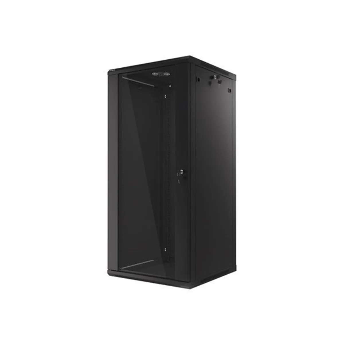 Lanberg WF01-6627-10B 19" 27U SZÉL:600mm MÉLY:600mm MAG:1307mm lapraszerelt üvegajtós fekete fali rack szekrény #3
