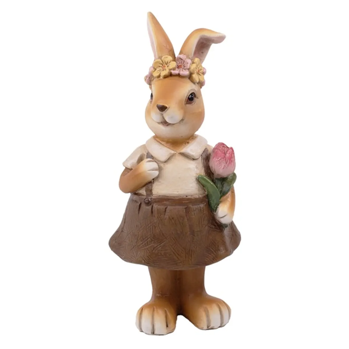 IRIS dekor műgyanta nyúllány+virág barna 6x4x15cm #1