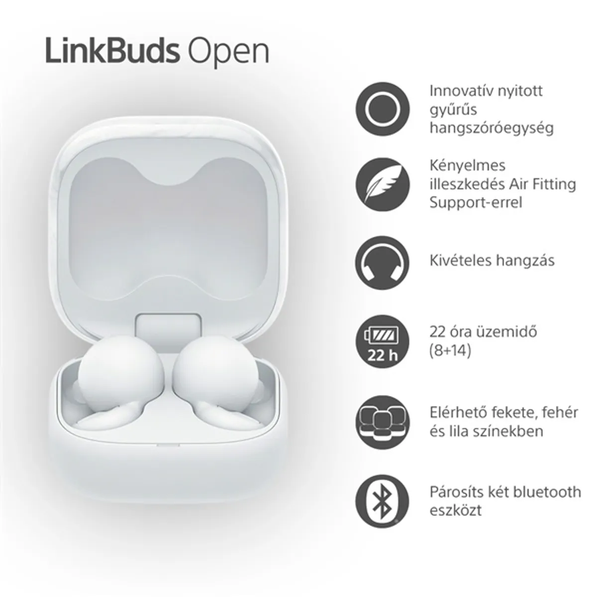 Sony WF-L910 Linkbuds Open True Wireless Bluetooth fehér fülhallgató #6