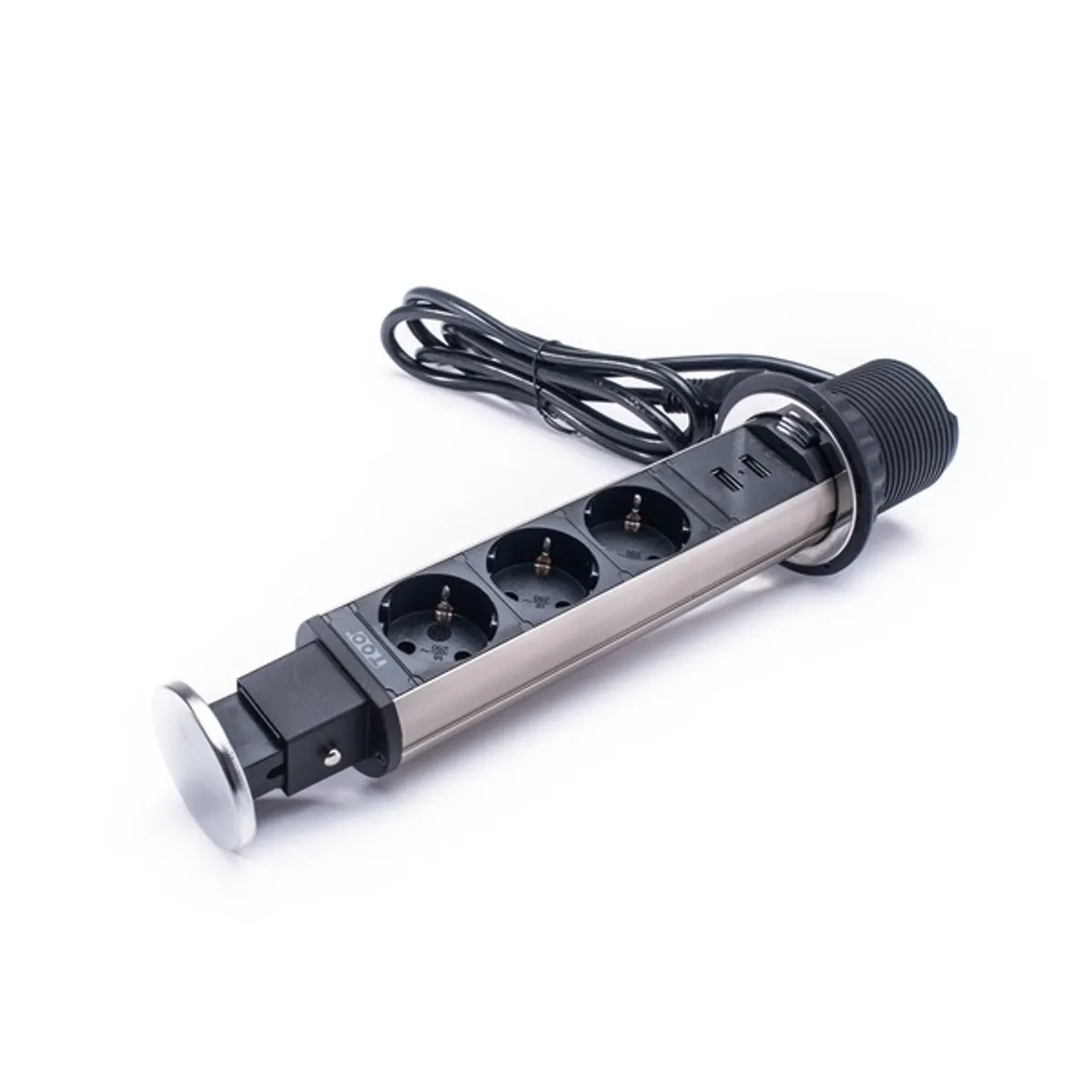 TOO PPS-305-3C IP20, 3x 2P+F, 2x USB-A, króm asztalba süllyeszthető elosztó #4