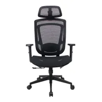 IRISOffice Nimbus fekete ergonómikus, szövet-hálós irodai forgószék fej és háttámasszal