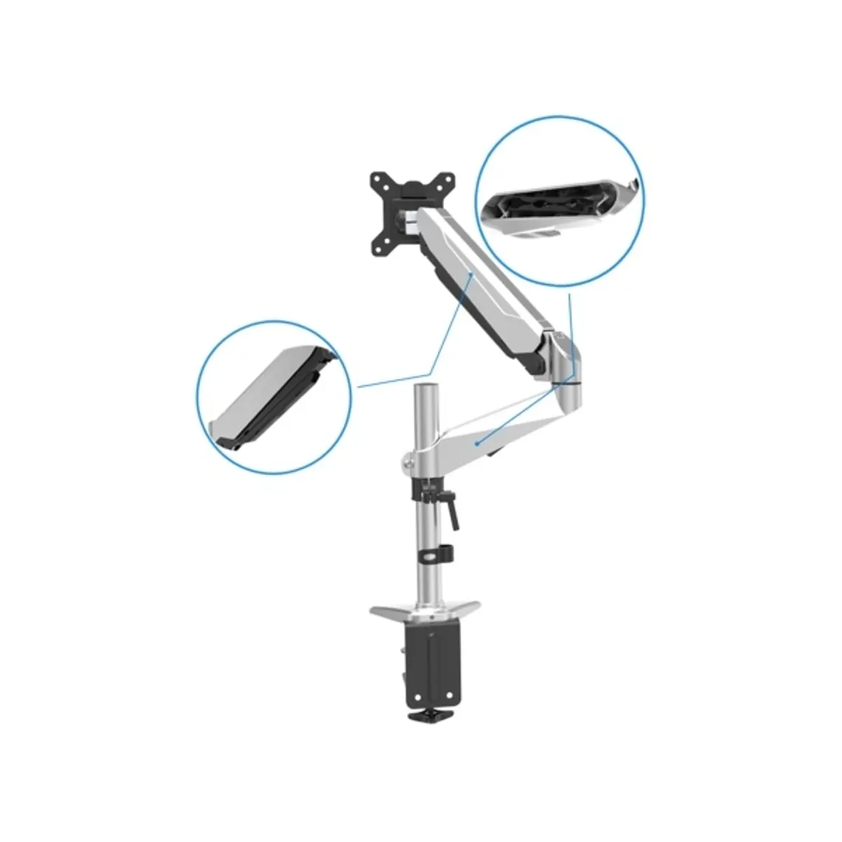 DIGITUS gázrugós C-bilincses univerzális (VESA 75/100) 1-es ezüst monitor tartó konzol #5