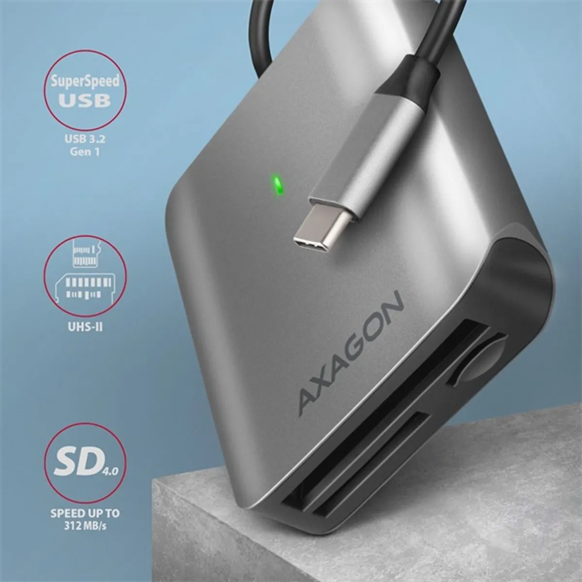 Axagon CRE-S3C USB-C 3.2 SD/microSD/CF külső kártyaolvasó #2