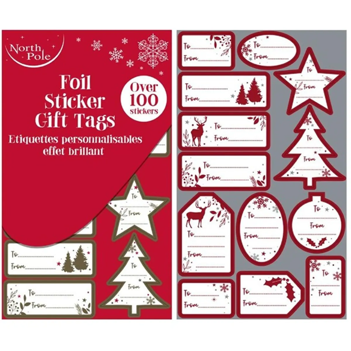 IRIS Karácsonyi matrica/levonó ajándék csomagoláshoz, 100db/comag, 8db 14,5x28cm lap, 12/13 db matrica/lap #2