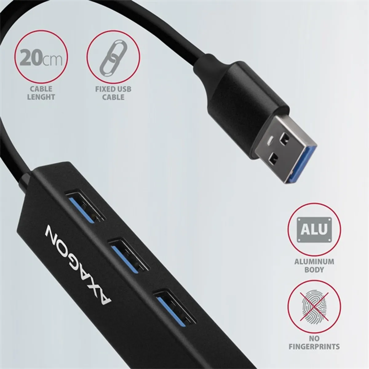 Axagon HMA-GL3A 3 portos USB3.2. Gen 2 fekete HUB Gigabit LAN porttal #5
