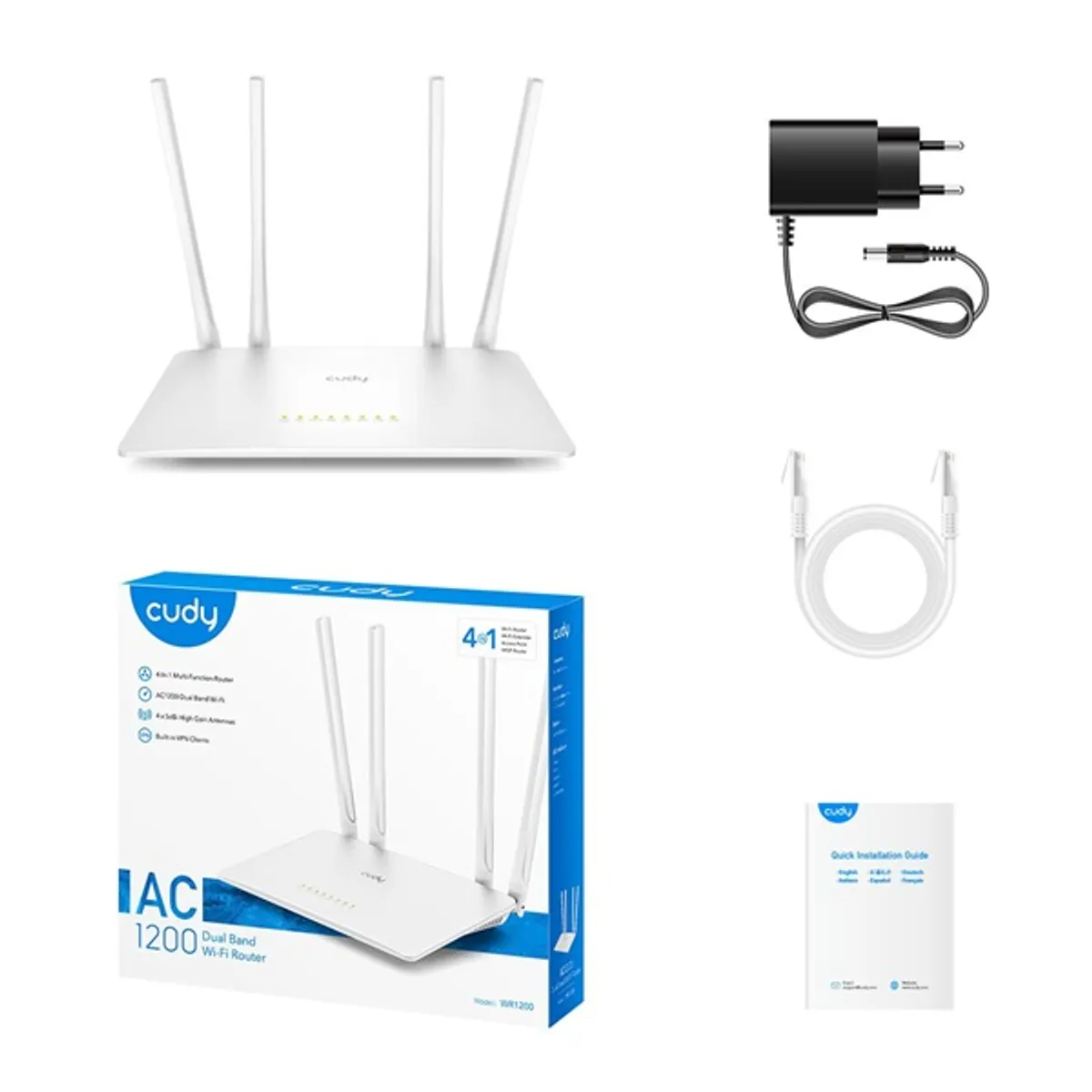 CUDY WR1200 kétsávos AC1200 WIFI fehér router #5