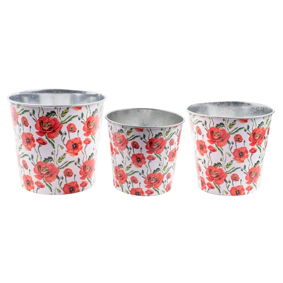 IRIS bádog kaspó 3db piros pipacs 11 5-15cm #1