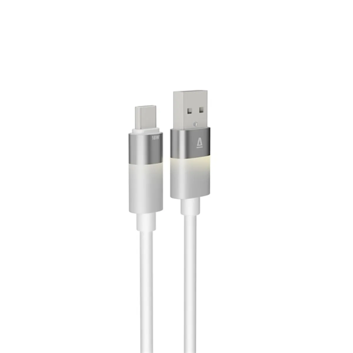 AVAX CB312 GLOWY 1m 18W USB-A - USB-C fehér gyorstöltő kábel #3