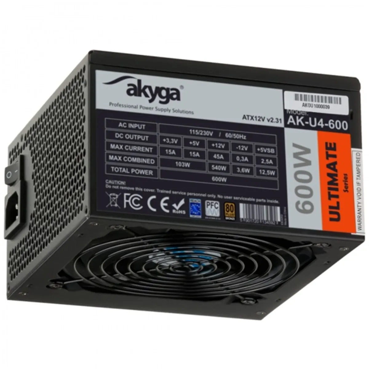 Akyga Ak-U4-600 600W 80+ Bronze ATX tápegység #1