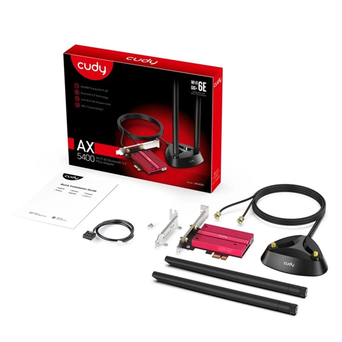CUDY WE4000 háromsávos AX5400 WiFi 6E, intel AX210, Bluetooth 5.2, PCI Express hálózati kártya #6