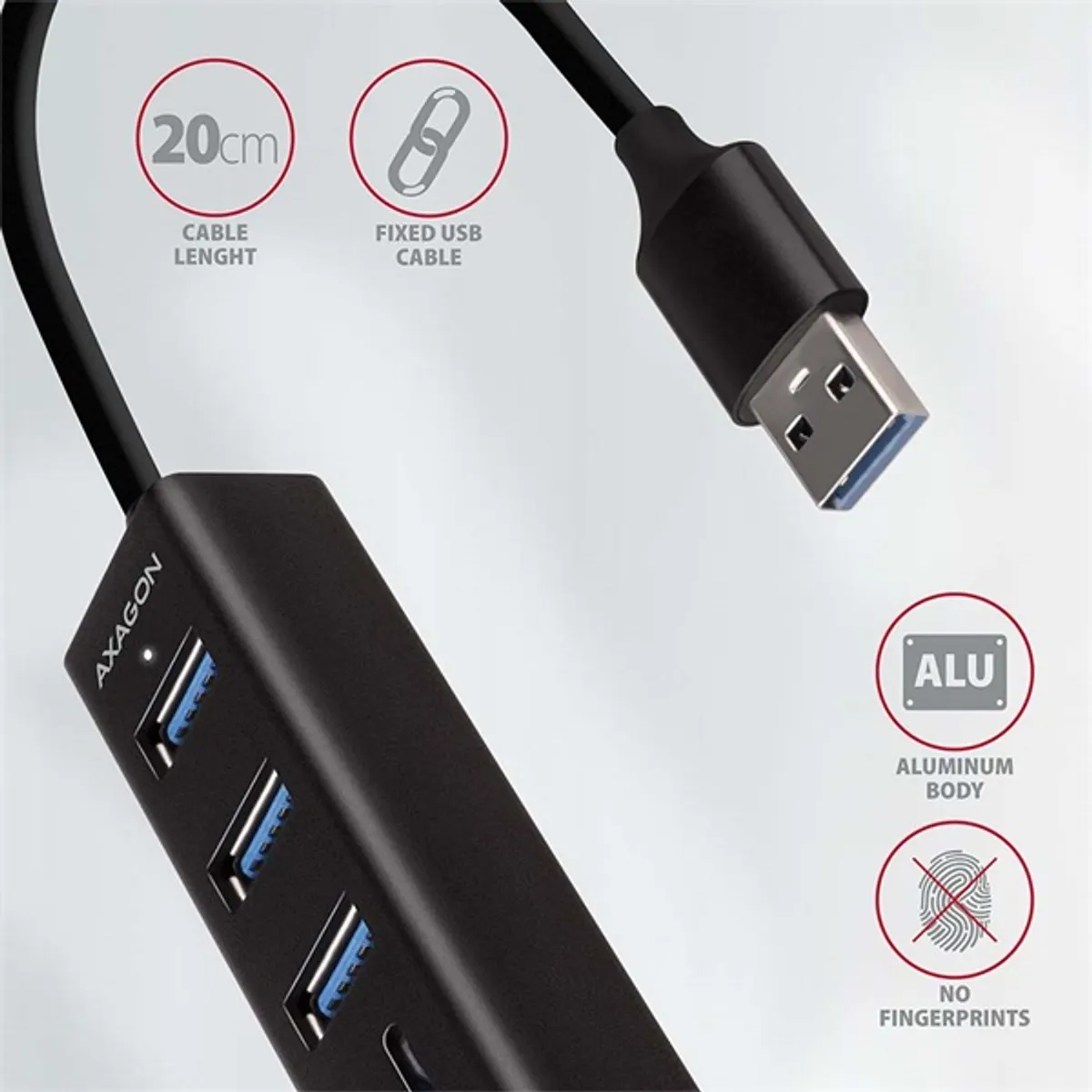 Axagon HMA-CR3A 3 portos USB3.2. Gen 2 fekete HUB kártyaolvasóval #5