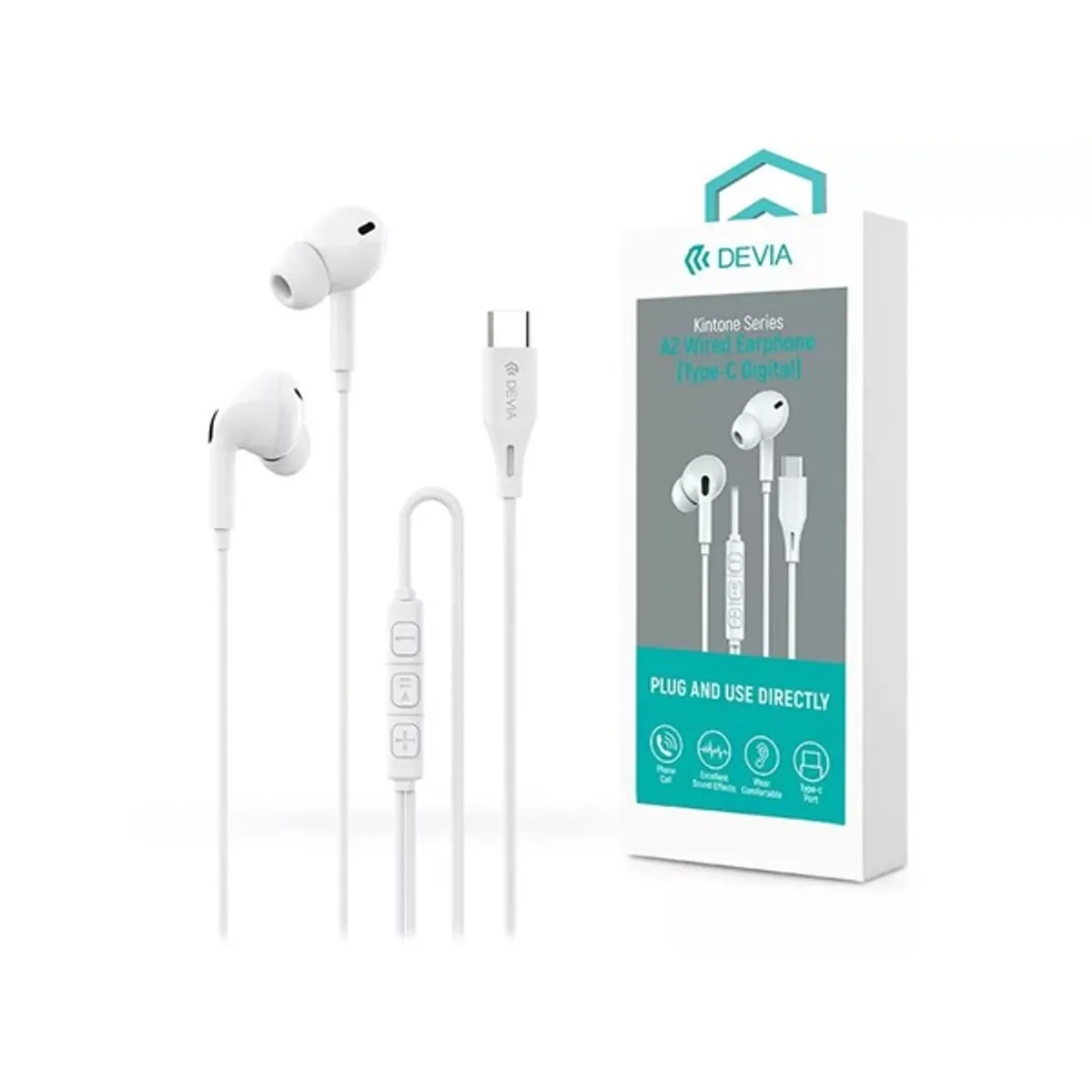 Devia ST108745 Kintone Series A2 sztereó fehér Type-C fülhallgató #1