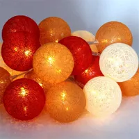 Iris Gömb alakú 6cm/színes fonott/3m/piros-narancs-meleg fehér/20db LED-es/USB-s fényfüzér, fénydekoráció #2