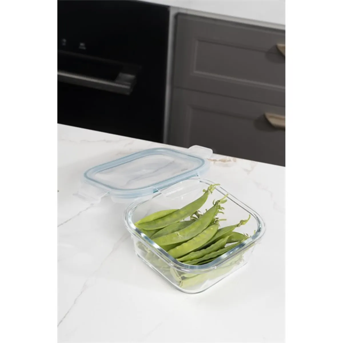 TOO KT-85 üveg 320 ml-es hőálló négyzet alakú ételtároló csatolható műanyag tetővel #1