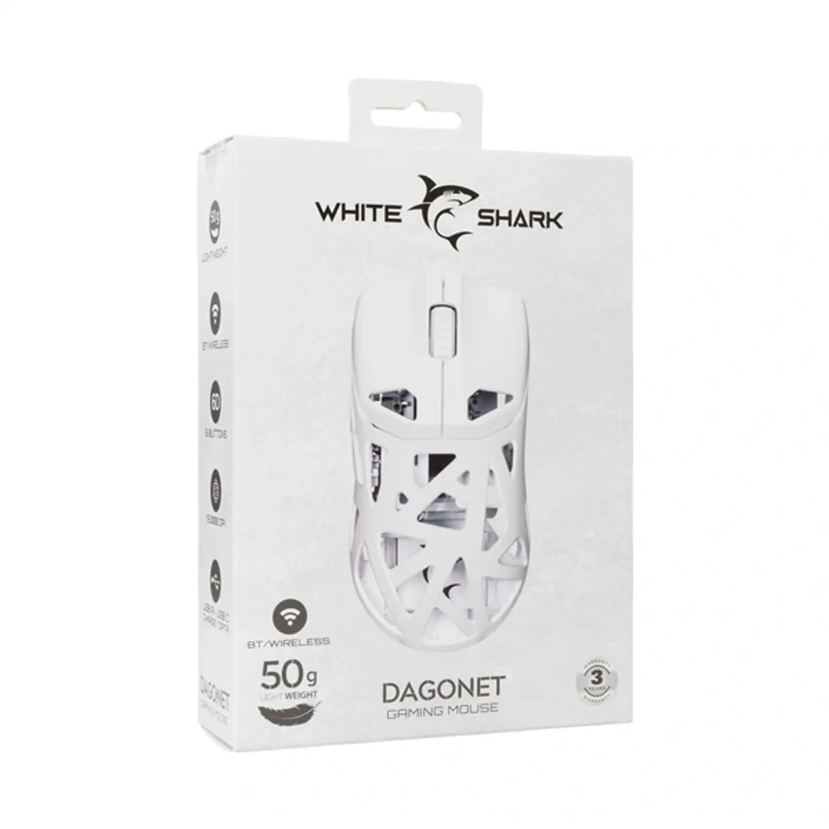 White Shark WGM-5019W DAGONET vezeték nélküli fehér gamer egér #7