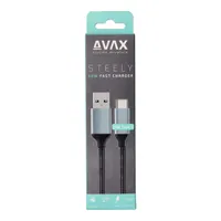 AVAX CB301G STEELY 1,5m 3A USB A-Type-C gyorstöltő sodorszálas acélszürke adat- és töltőkábel #3