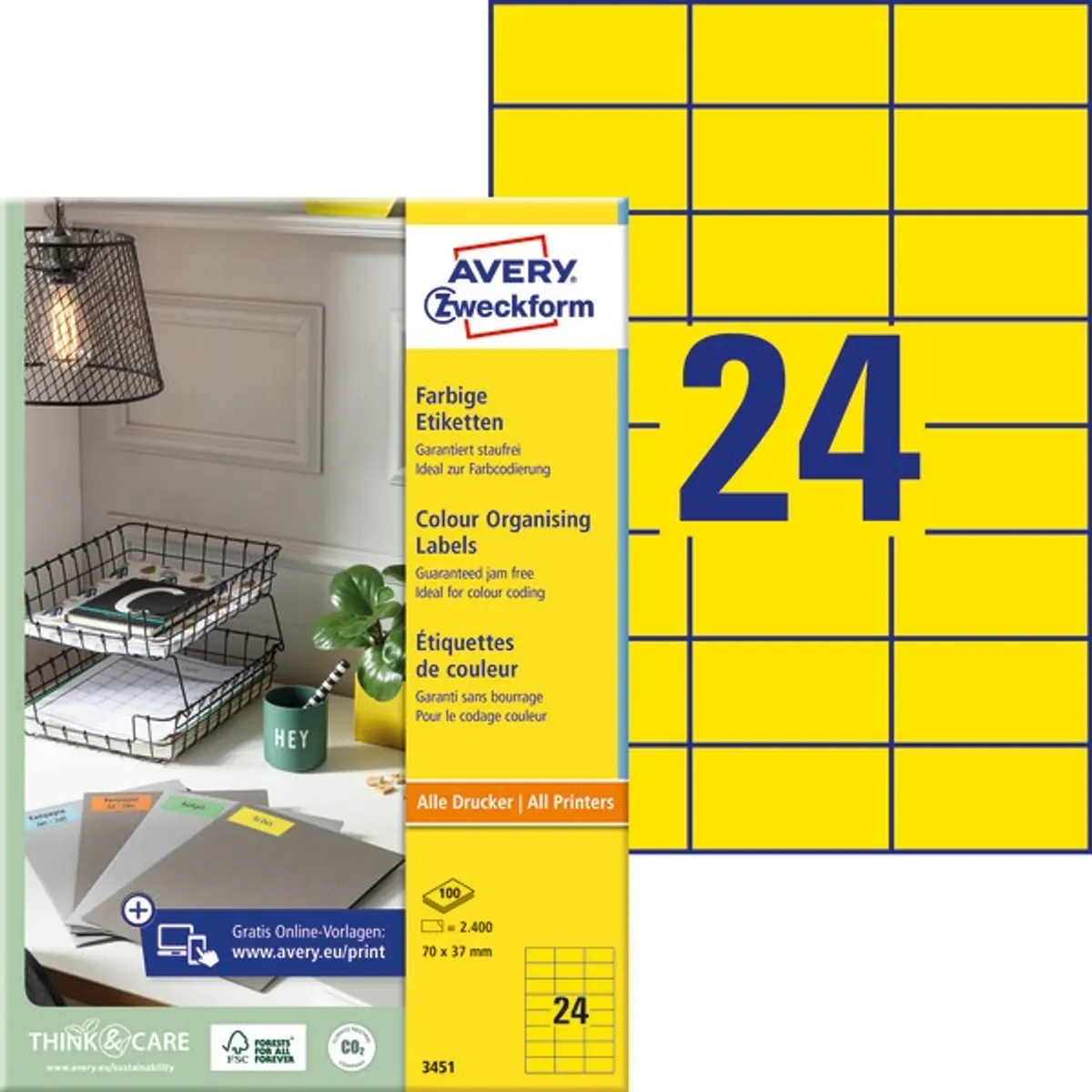 Avery 3451 70x37mm sárga univerzális címke #1