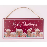 IRIS bádog kép mézeskalács házak piros 30 x 15 cm