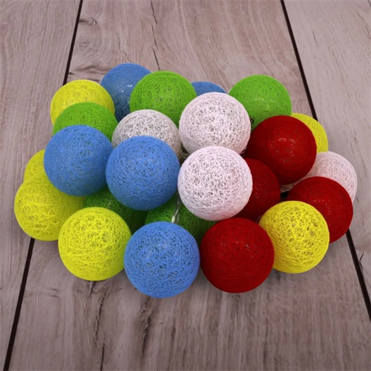 Iris Gömb alakú 6cm/színes fonott/4,5m/több színű/30db LED-es/USB-s fényfüzér, fénydekoráció #2