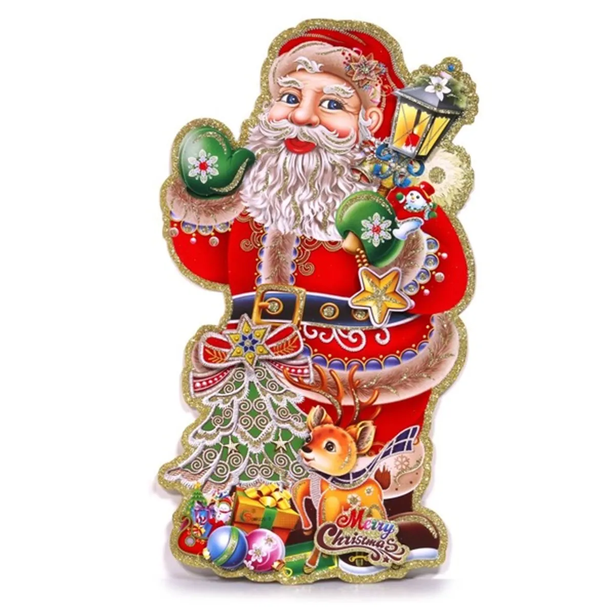 Iris 3D Mikulás mintás/25x45cm karton dekoráció #1