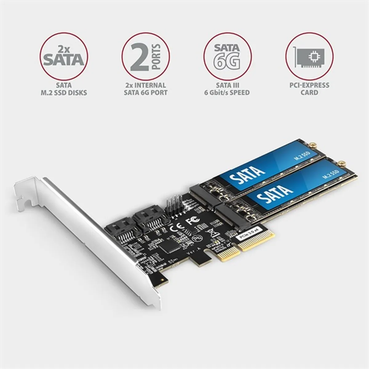 Axagon PCES-SA4M2 2db belső SATAIII portos + 2db SATA M.2 foglalat PCI-Express kártya #2