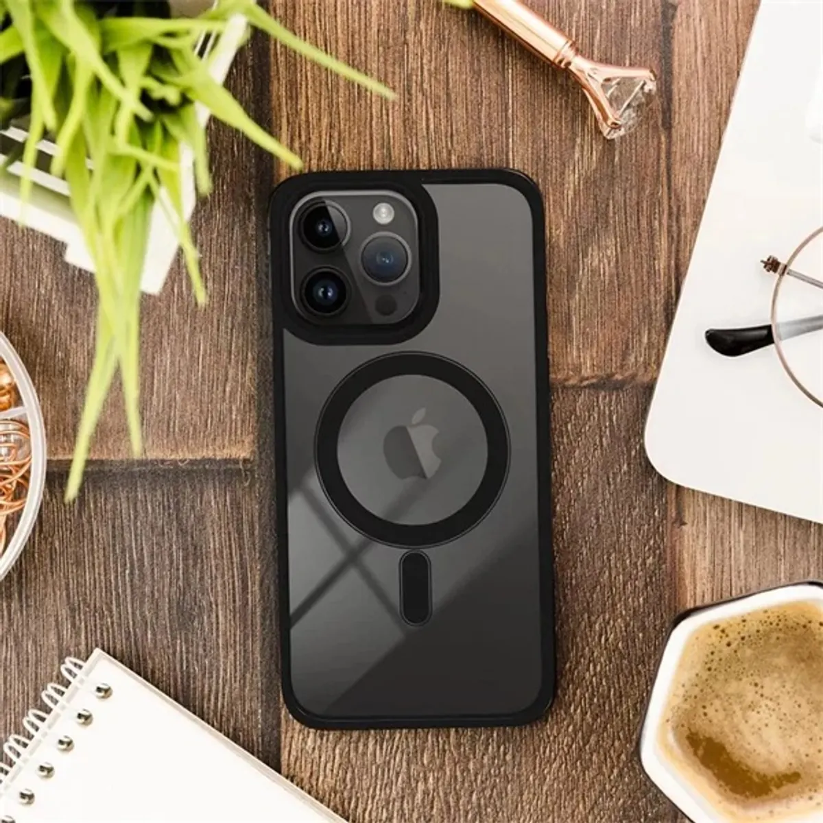 Haffner PT-6837 Apple iPhone 15 Pro Edge Mag Cover fekete/átlátszó szilikon hátlap #4