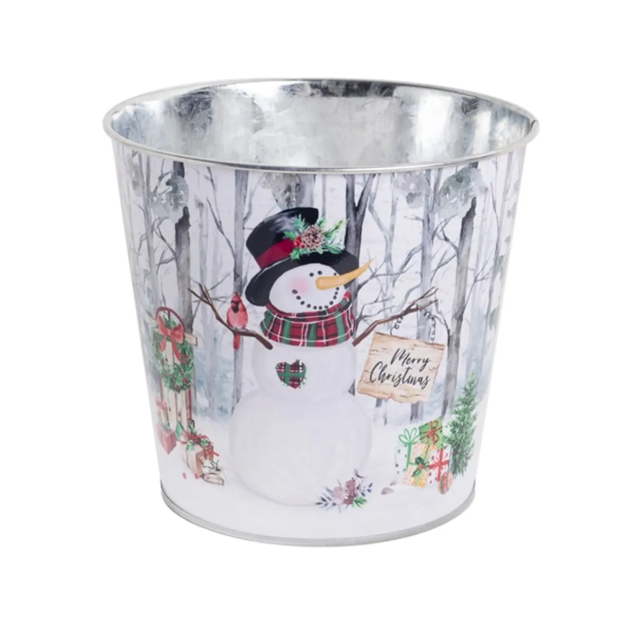 Iris bádog kaspó kör hóember 13,5*15 cm #1