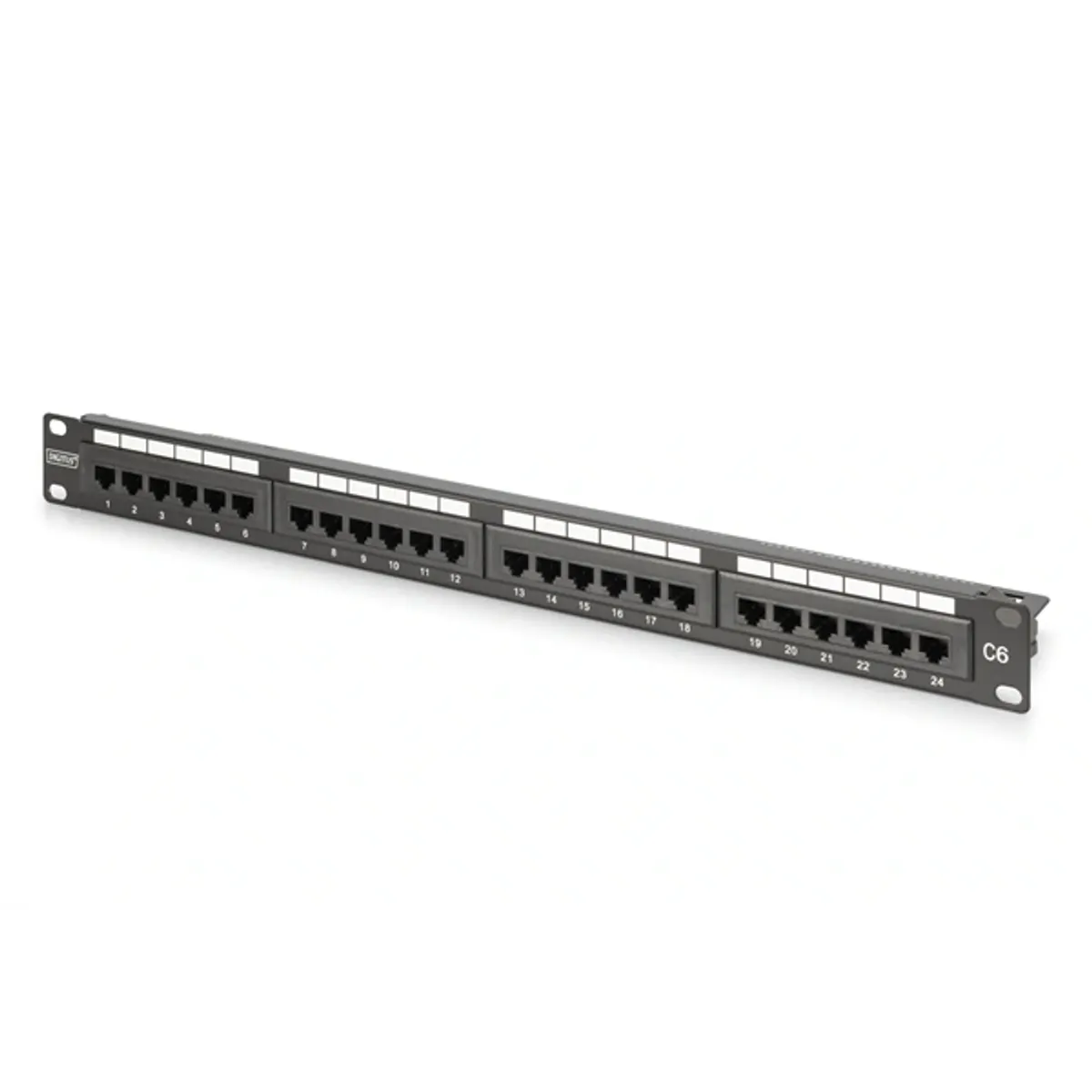 DIGITUS DN-91624U-CR 19" 1U 24port Cat.6 kompakt fekete árnyékolatlan Patch Panel #1