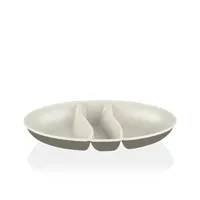 IRIS L-00517 dupla színű snack tál,  zöld, szürke, beige
