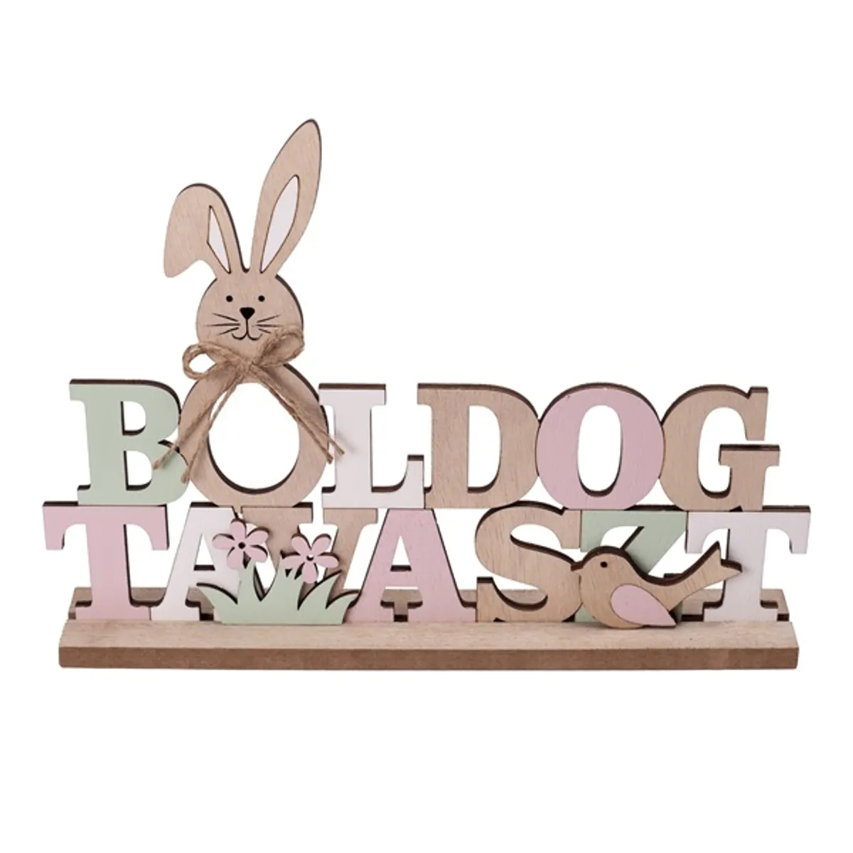 IRIS dekor fa boldog tavasz felirattal+nyúllal 28x18cm #1