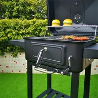 TOO BG-200B fekete BBQ faszenes grillkocsi két oldalsó asztallal #8