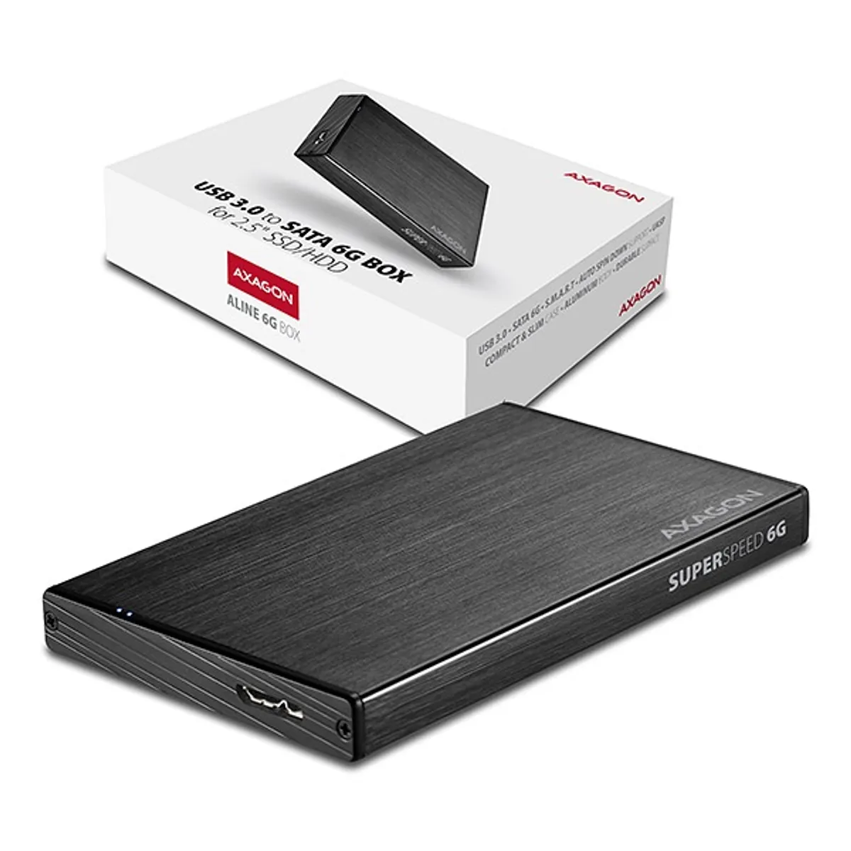 Axagon EE25-XA6 USB 3.0 fekete külső alumínium HDD/SSD ház #3