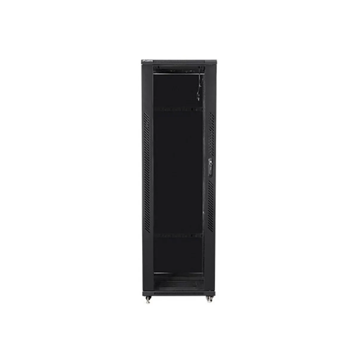 Lanberg FF01-6642-12B 19" 42U SZÉL:600mm MÉLY:600mm MAG:2047mm lapraszerelt üvegajtós fekete rack szekrény #1