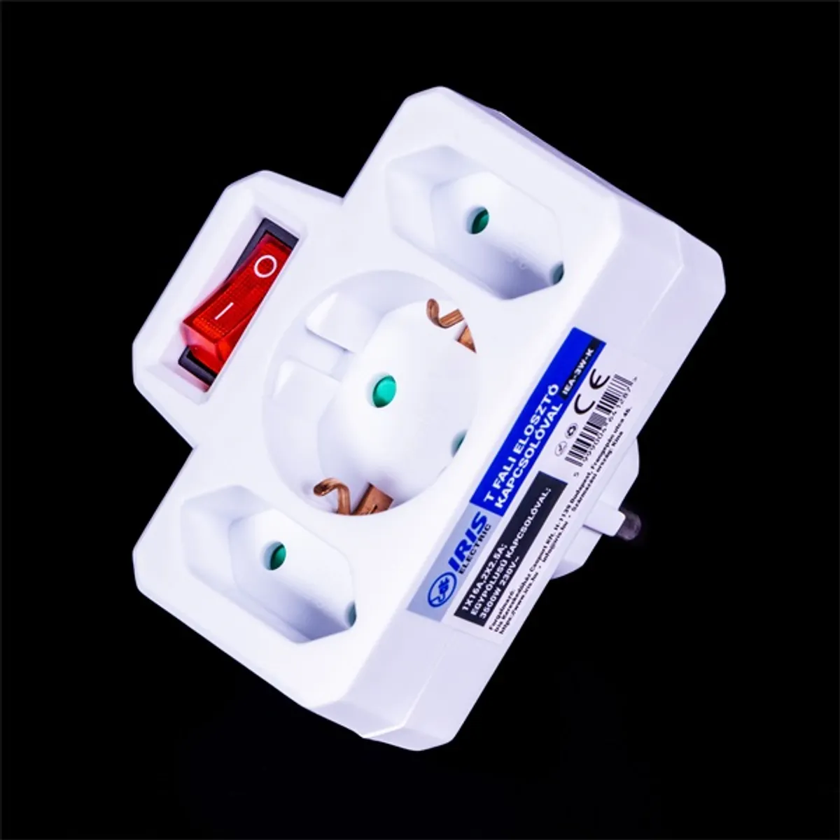 IRIS Electric IEA-3W-K fali elosztó kapcsolóval, 3 aljzat 1 földelt+2 földeletlen) 1X16A,2X2.5A #2